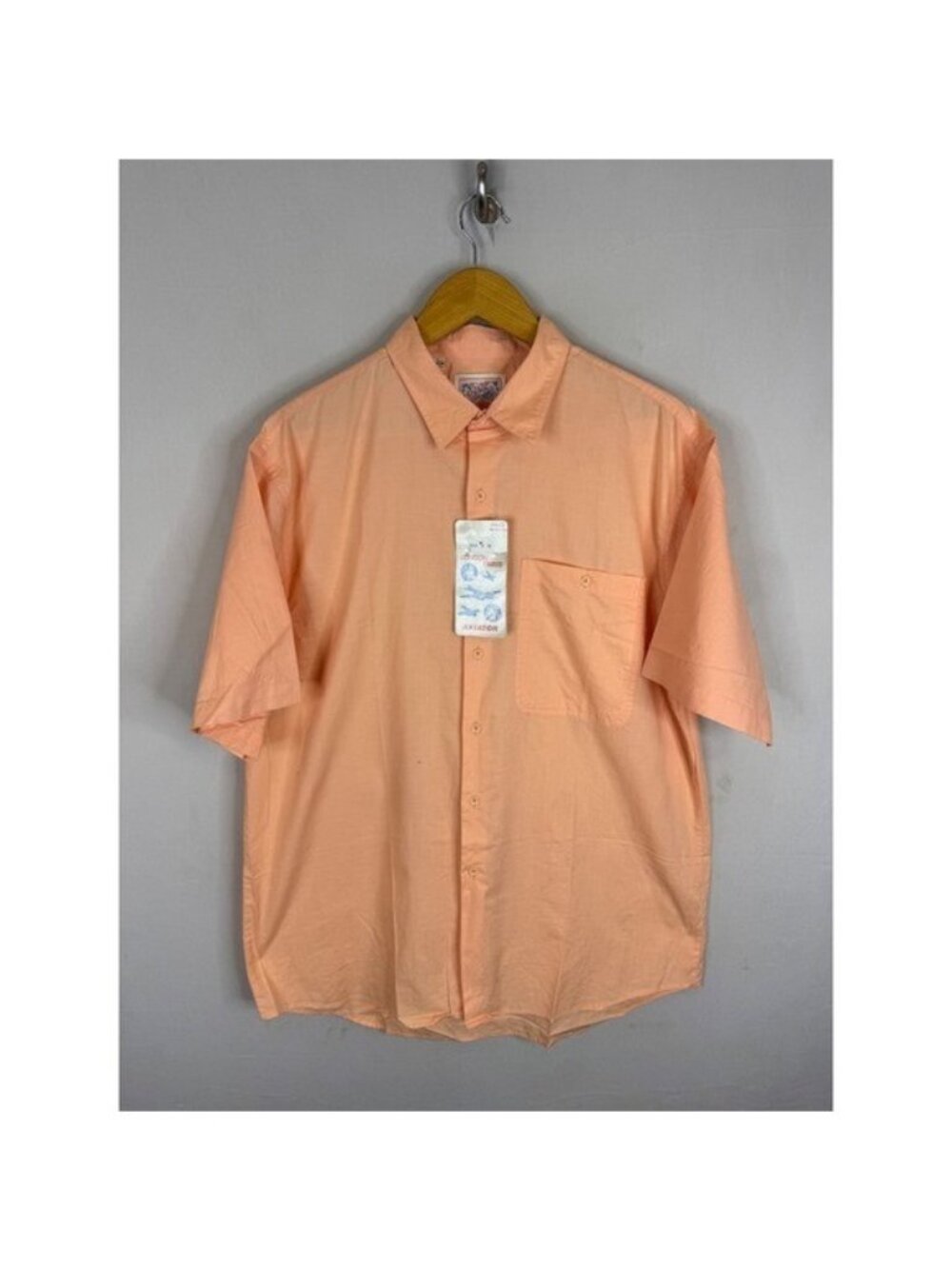 Vintage Aviator Flying Kit London Peach Cotton Button Down Shirt Large NWT